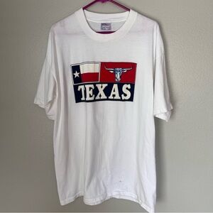 Vintage Single Stitch Texas Graphic Crew Neck‎ T Shirt Size XL White Mens Tee